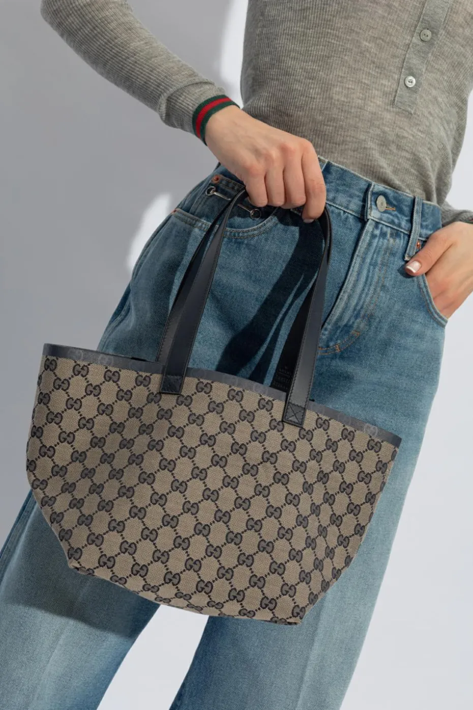 Gucci GRANATOWY Torba ‘Original GG Small’ typu ‘shopper’