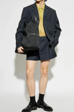 Gucci GRANATOWY Wełniane szorty z logo