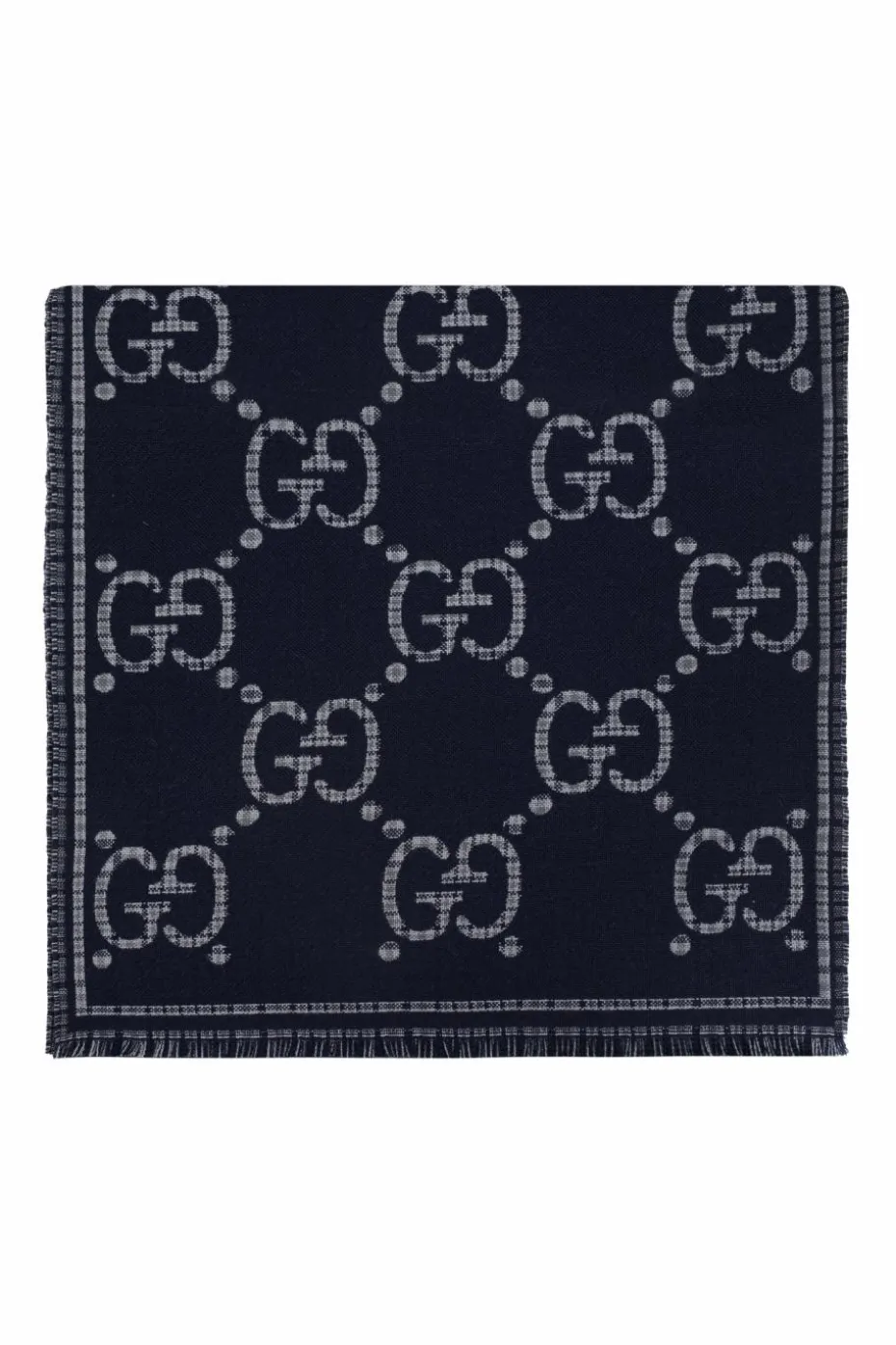 Gucci GRANATOWY Wełniany szal z logo