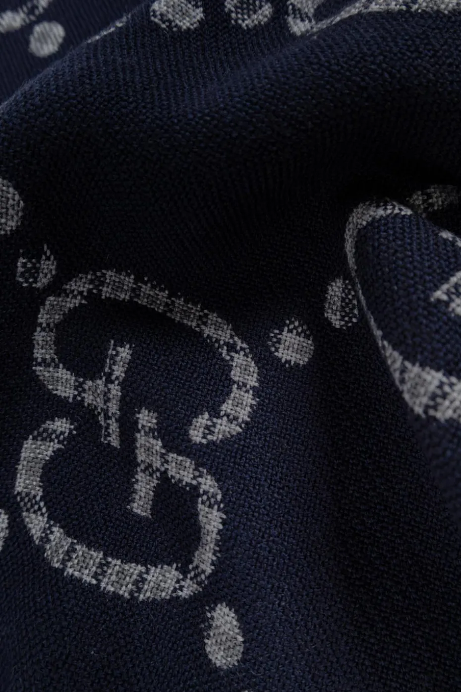Gucci GRANATOWY Wełniany szal z logo