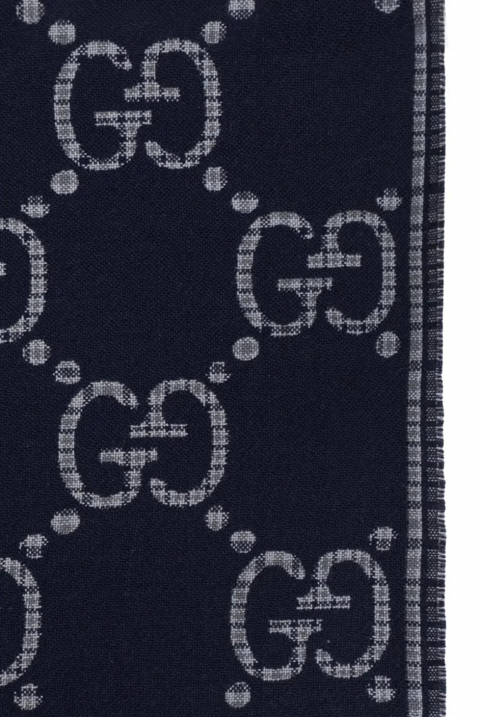 Gucci GRANATOWY Wełniany szal z logo