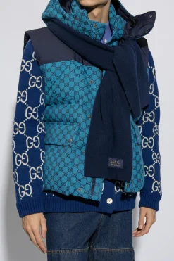 Gucci GRANATOWY Wełniany szal