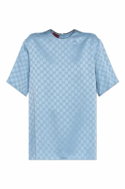 Gucci jasnoniebieski Top o luźnym kroju ze wzorem `GG`
