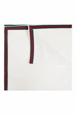 Gucci Kids BIAŁY Bawełniany koc niemowlęcy z charakterystycznym paskiem `Web`