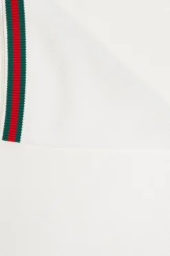 Gucci Kids BIAŁY Bawełniany koc niemowlęcy z charakterystycznym paskiem `Web`