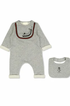 Gucci Kids BIAŁY Komplet: pajacyk niemowlęcy i śliniak