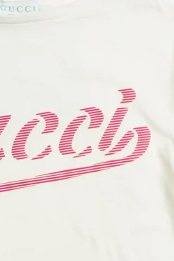 Gucci Kids BIAŁY T-shirt z nadrukowanym logo