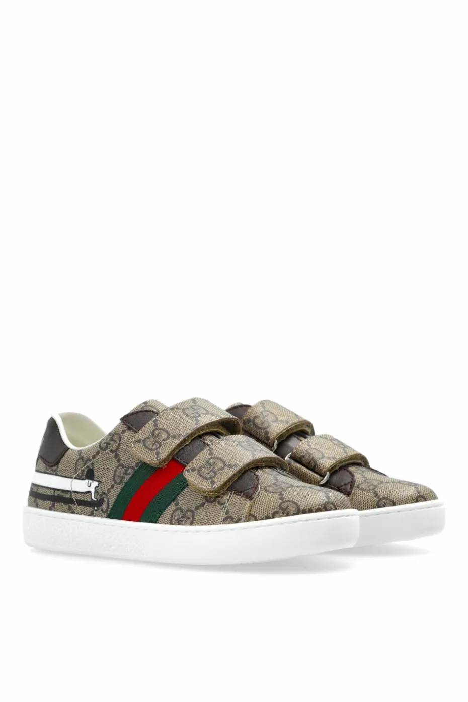 Gucci Kids BRĄZOWY Buty sportowe z płótna `GG Supreme`