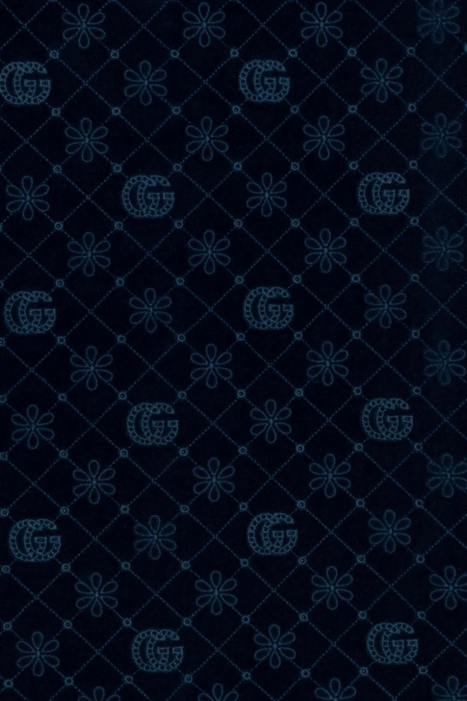 Gucci Kids GRANATOWY Aksamitna sukienka ze wzorem `GG`