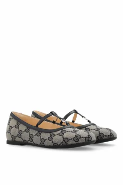 Gucci Kids GRANATOWY Baleriny z monogramem