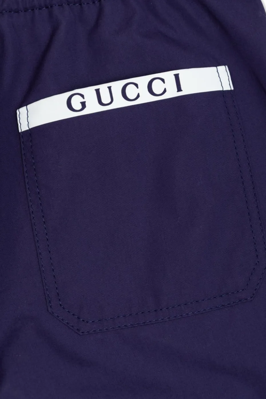 Gucci Kids GRANATOWY Bawełniane spodnie