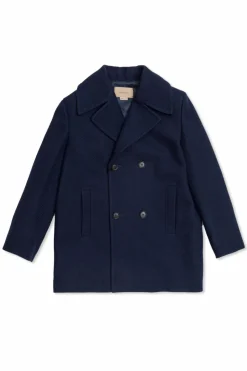 Gucci Kids GRANATOWY Dwurzędowy płaszcz