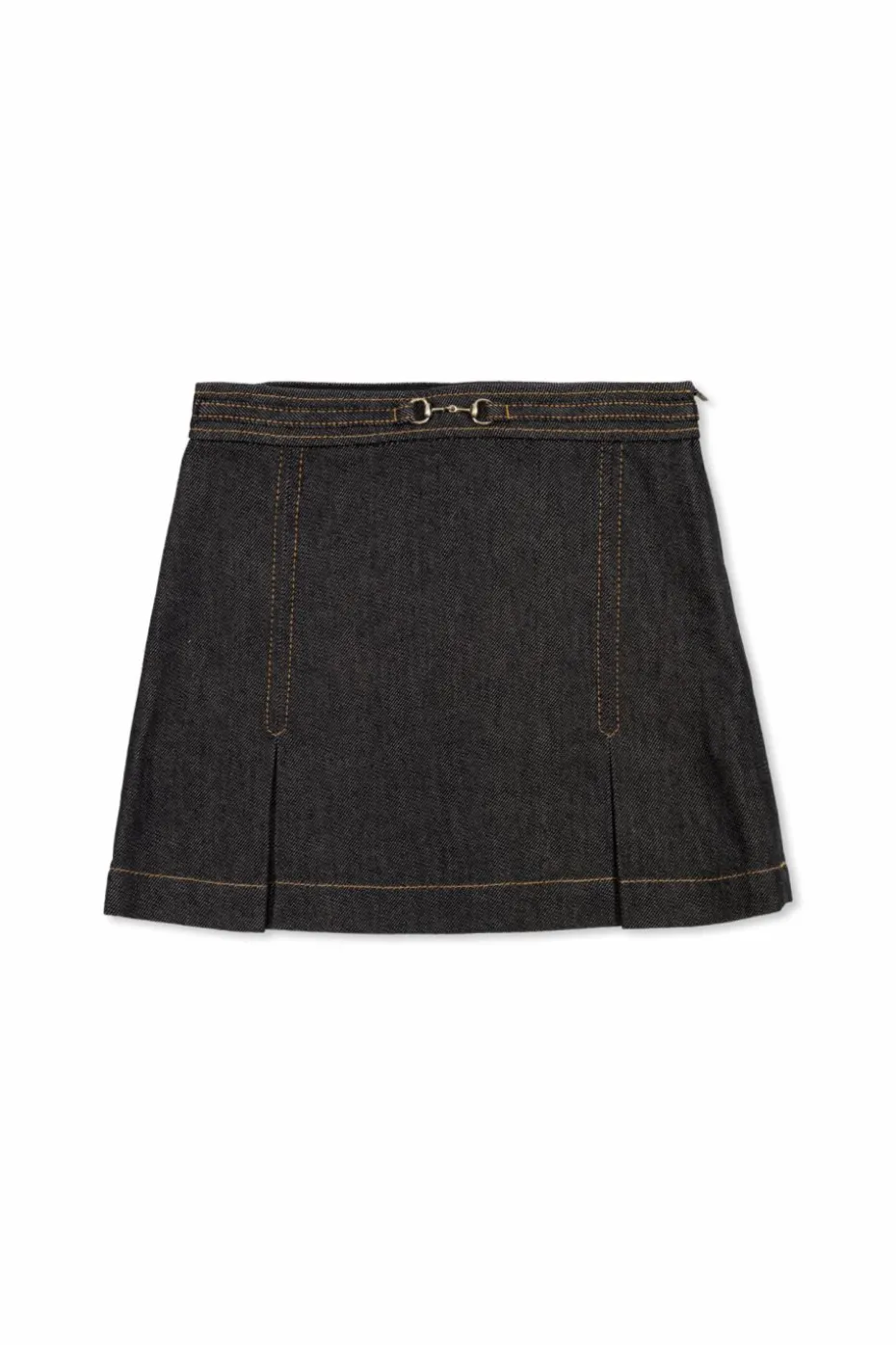 Gucci Kids GRANATOWY Jeansowa spódnica z zakładkami
