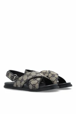 Gucci Kids GRANATOWY Sandały ze wzorem `GG`