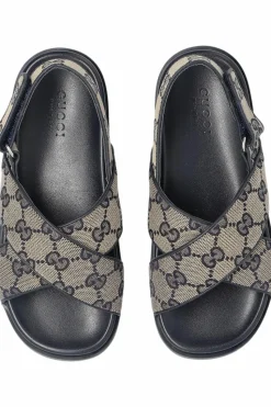 Gucci Kids GRANATOWY Sandały ze wzorem `GG`