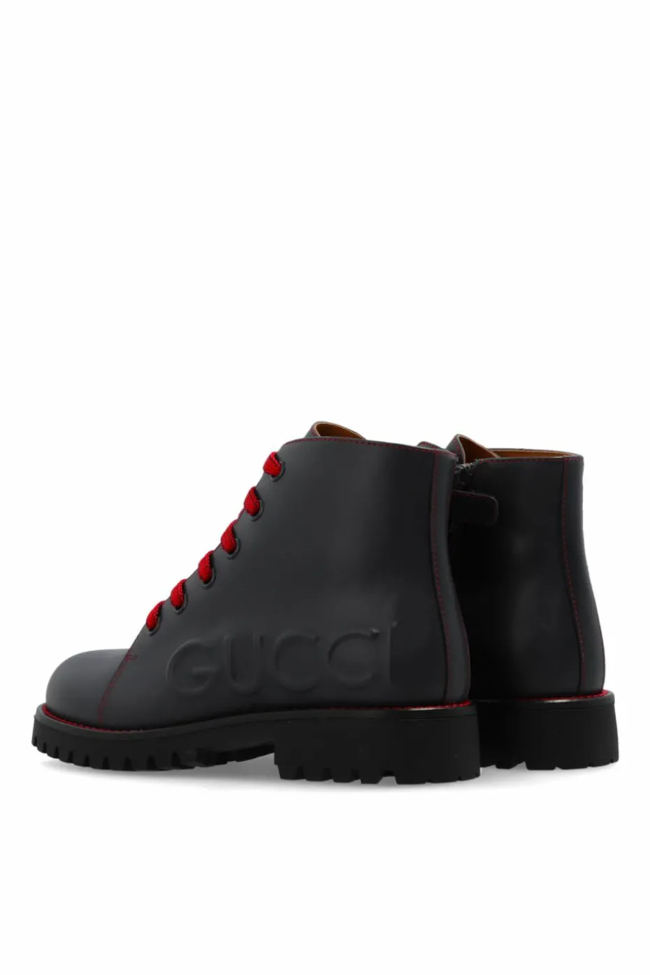 Gucci Kids GRANATOWY Skórzane buty z wypukłym logo