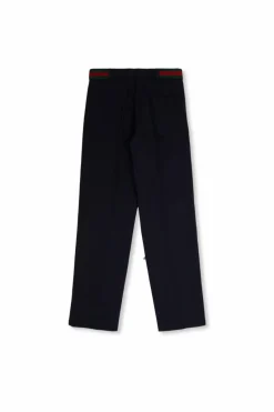 Gucci Kids GRANATOWY Spodnie z pasem ‘Web’