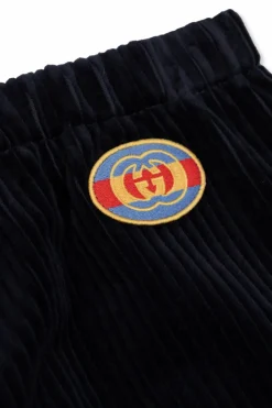 Gucci Kids GRANATOWY Sztruksowe spodnie