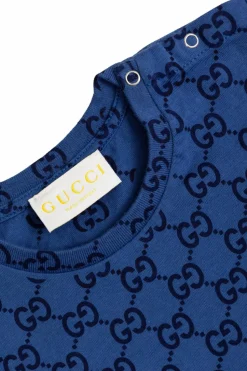 Gucci Kids GRANATOWY T-shirt z monogramem