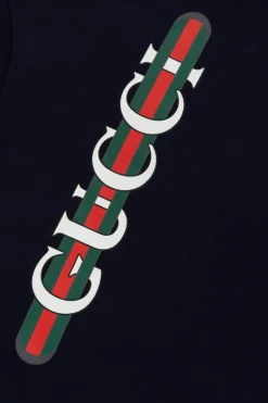 Gucci Kids GRANATOWY T-shirt z logo