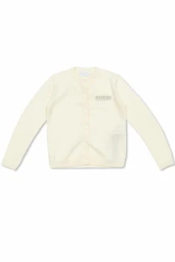 Gucci Kids kremowy Kardigan z wyszytym logo
