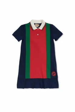 Gucci Kids MULTIKOLOR Bawełniana sukienka z wyszytym logo