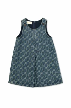 Gucci Kids NIEBIESKI Jeansowa sukienka ze wzorem `GG`