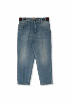 Gucci Kids NIEBIESKI Jeansy z pasem ‘Web’