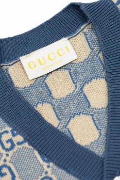 Gucci Kids NIEBIESKI Kardigan ze wzorem `GG`