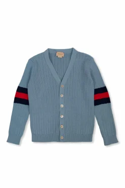 Gucci Kids NIEBIESKI Kardigan z pasem ‘Web
