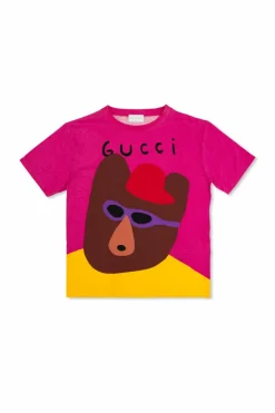Gucci Kids RÓŻOWY T-shirt z nadrukiem