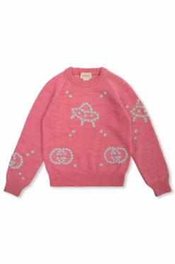 Gucci Kids RÓŻOWY Wełniany sweter