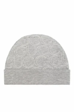 Gucci Kids SZARY Bawełniana czapka z wyszytym logo