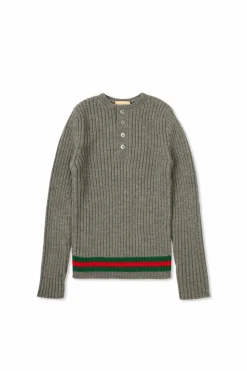 Gucci Kids SZARY Sweter z charakterystycznym paskiem `Web`