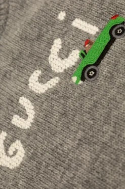 Gucci Kids SZARY Sweter z wyszytym logo