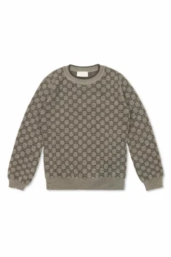 Gucci Kids SZARY Sweter ze wzorem `GG`