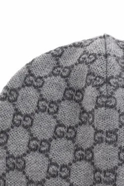 Gucci Kids SZARY Wełniana czapka ze wzorem `GG`