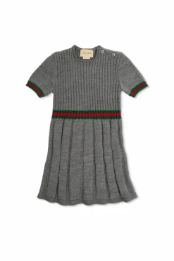 Gucci Kids SZARY Wełniana sukienka