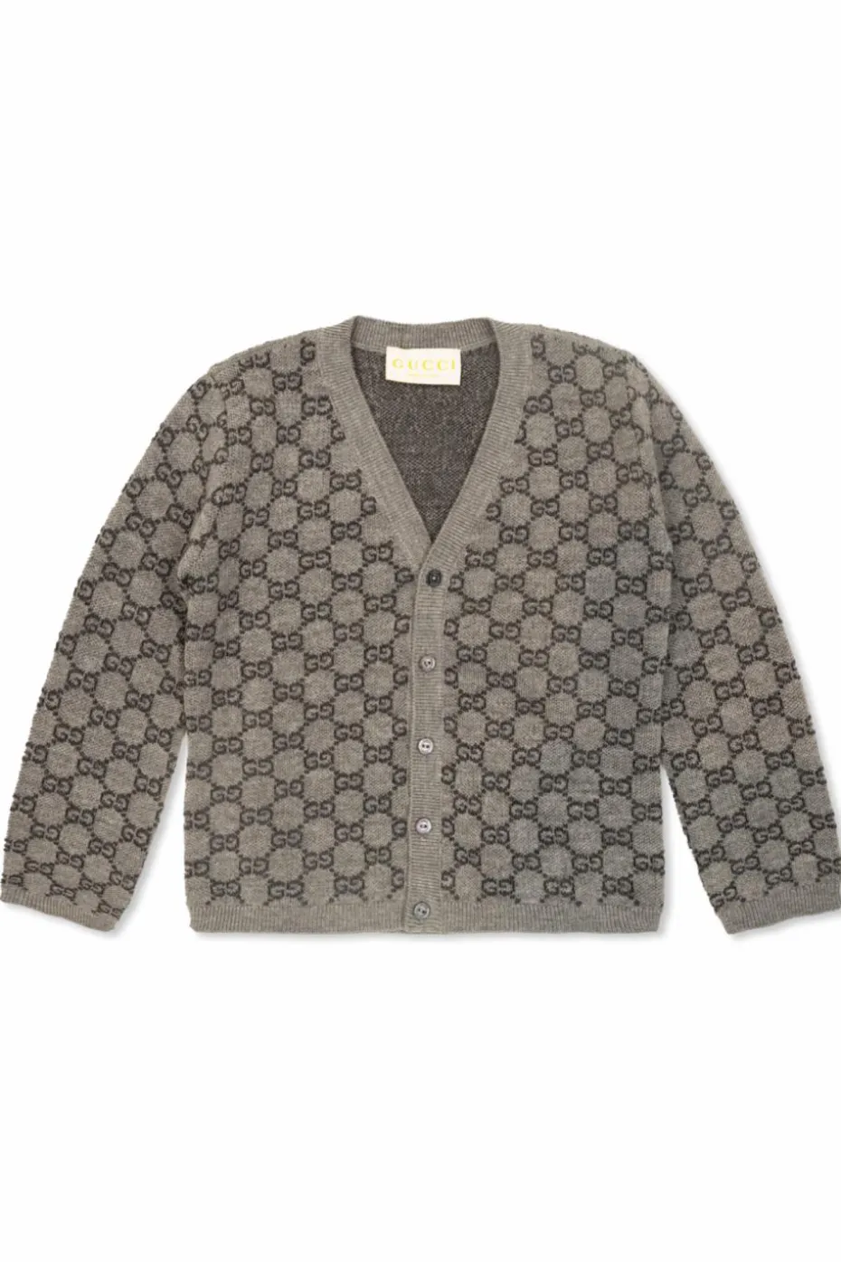 Gucci Kids SZARY Wełniany kardigan ze wzorem `GG`