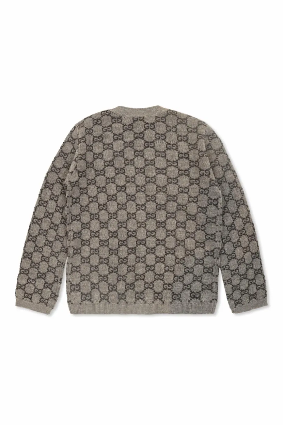 Gucci Kids SZARY Wełniany kardigan ze wzorem `GG`
