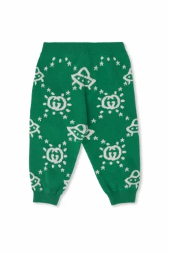 Gucci Kids ZIELONY Spodnie z monogramem