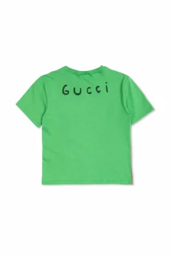 Gucci Kids ZIELONY T-shirt z nadrukiem