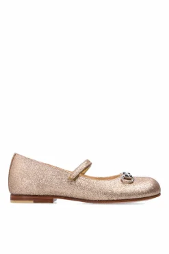 Gucci Kids ZŁOTY Baleriny wykończone brokatem
