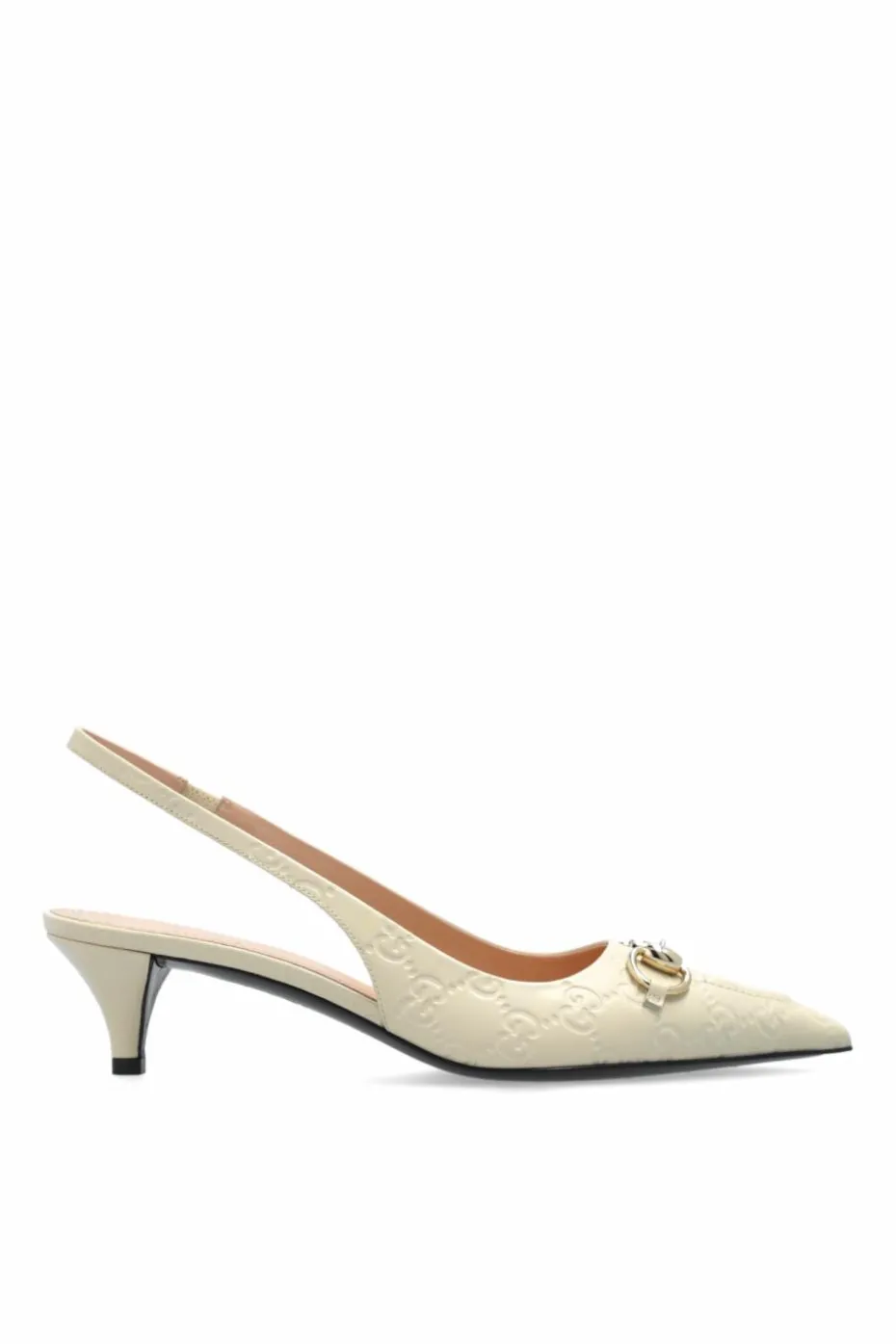 Gucci kremowy Skórzane buty na obcasie