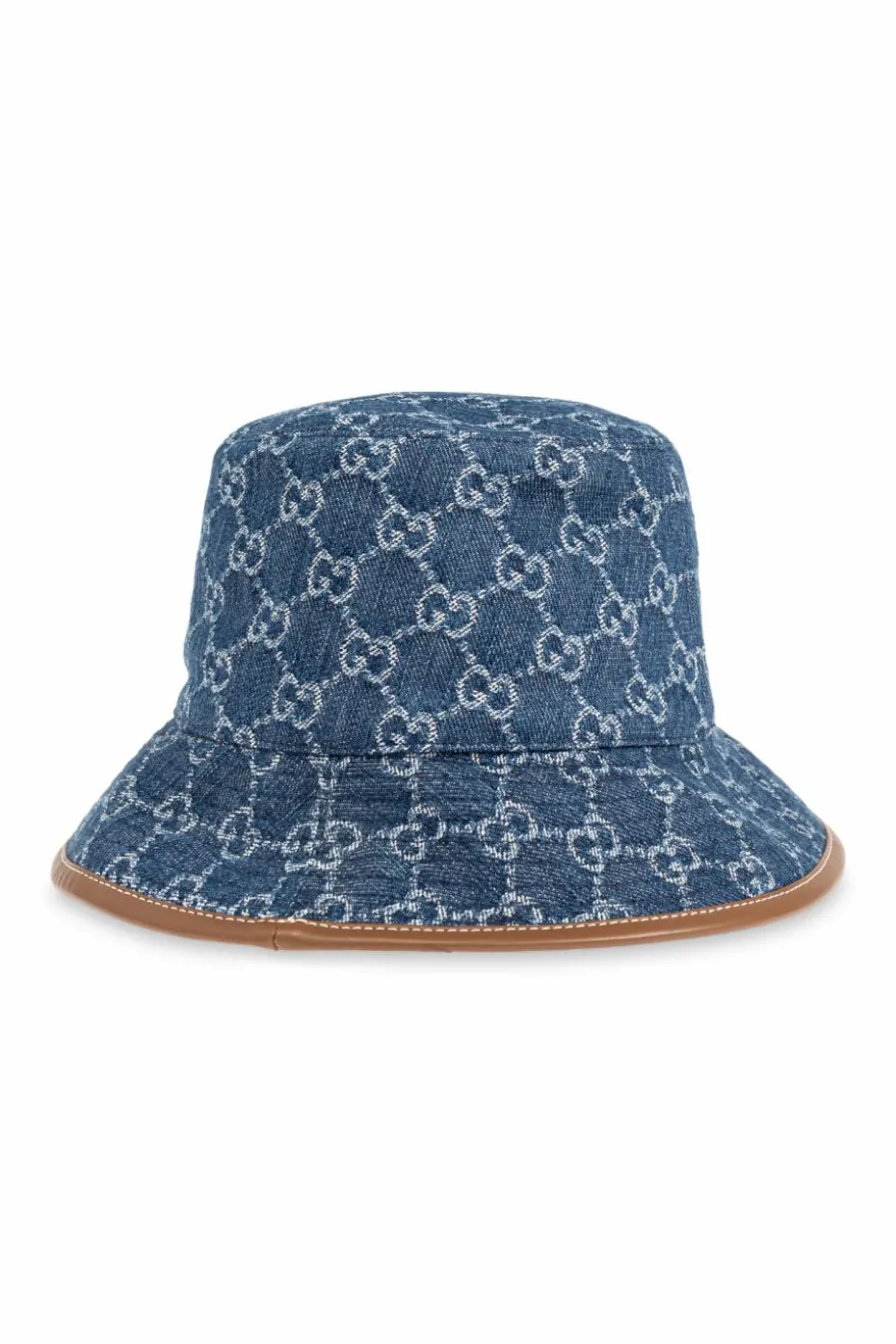 Gucci NIEBIESKI Jeansowy kapelusz ze wzorem `GG`