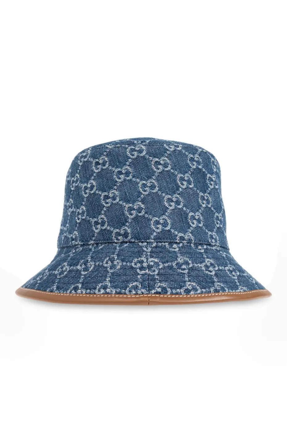 Gucci NIEBIESKI Jeansowy kapelusz ze wzorem `GG`