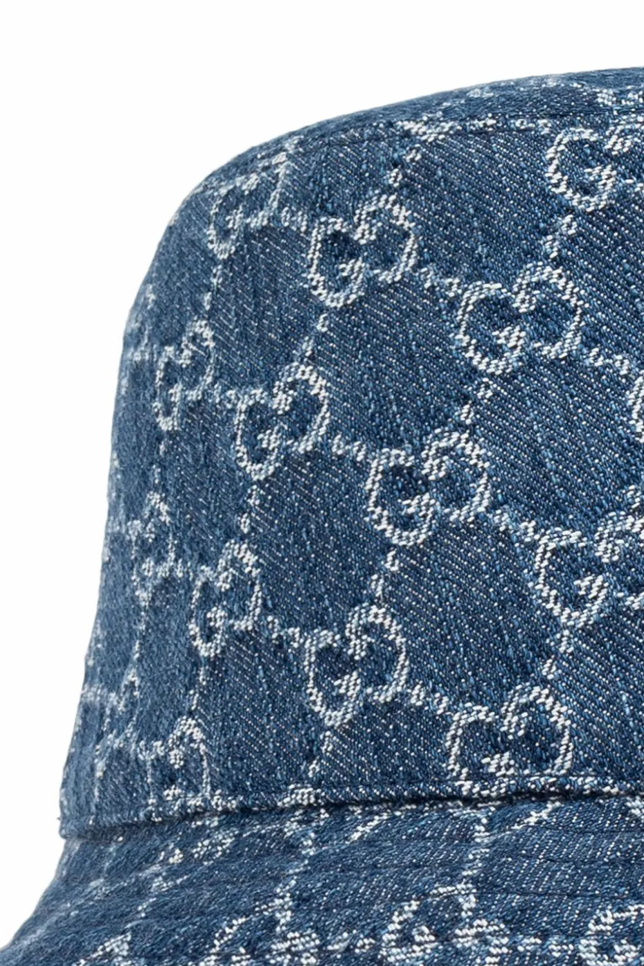 Gucci NIEBIESKI Jeansowy kapelusz ze wzorem `GG`