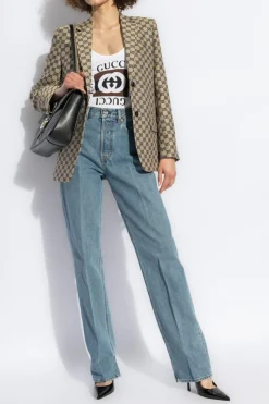 Gucci NIEBIESKI Jeansy z efektem `vintage`