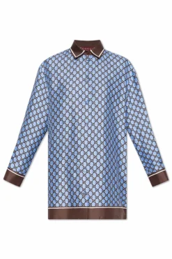 Gucci NIEBIESKI Jedwabna koszula