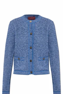 Gucci NIEBIESKI Kardigan z kieszeniami